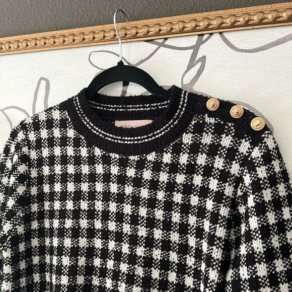 Philosophy Black white Plaid Sweater Crewneck Size Medium - Picture 2 of 4